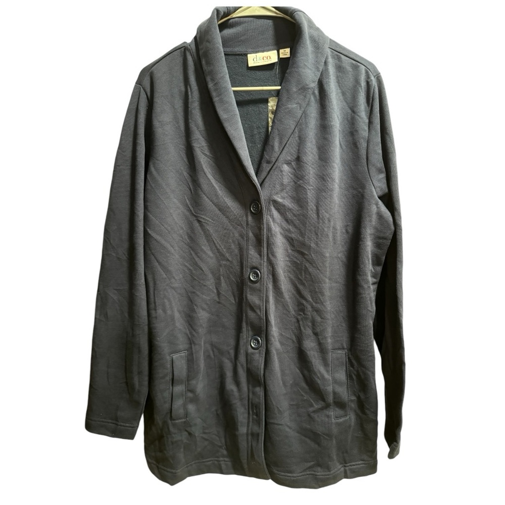 D‎ & Co Denim + Company Navy Collared Button Up Cardigan New w/o Tags 2 Pocket